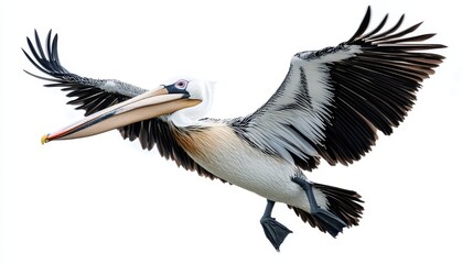 Obraz premium Pelican in Flight Over a Clear Sky