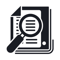 Fototapeta premium Magnifying glass over documents illustration in black and white, research concept