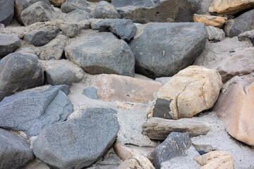 Large Boulders on the Beach Shore.