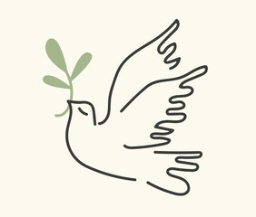 Peace bird safe leaf flying illustration