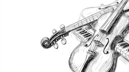 Obraz premium A violin with notes on its back and a violin on its front