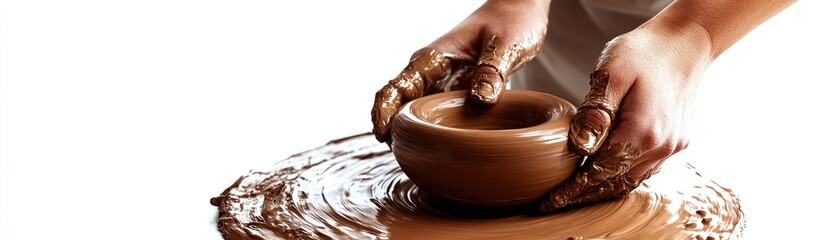 Crafting a ceramic bowl on a pottery wheel