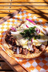 Traditional typical Mexican food, Mexican gastronomy concept. Tacos, chilaquiles, Mexican tradition.