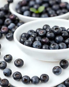 une assiette bien remplie  de myrtilles bleuets sur la table 