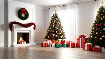 decorate christmas backdrop featuring tree presents photo studio setup indoors