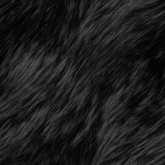 Naklejka premium Close-up of ultra-realistic black wolf fur texture showcasing its luxurious depth. Generative AI