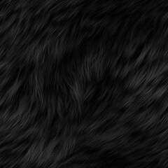 Detailed close-up of black wolf fur creating a rich texture background. Generative AI