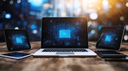 computer software running seamlessly on different devices, highlighting technological compatibility and integration