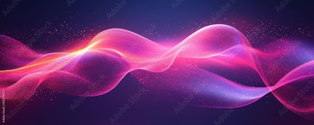 Canvas Prints vibrant pink glow with flowing ribbon and sparkling particles background for elegant designs