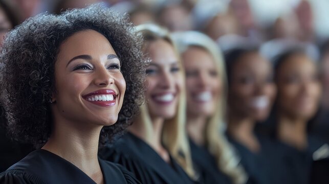 a group photo at an award ceremony with commendation recipients smiling, representing celebration and collective achievement