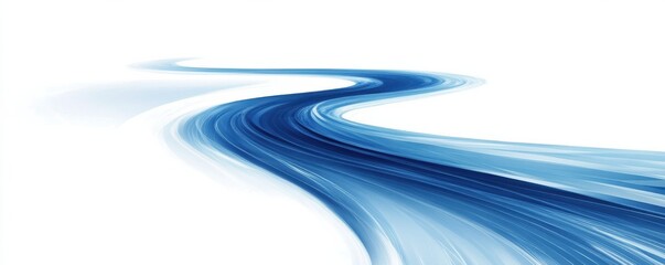Abstract ribbon road pathway with flowing colors resembling a winding road in a white space