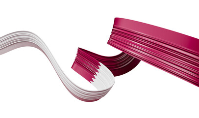 Qatar flag Ribbon 3d illustration on isolated background  © Hammad