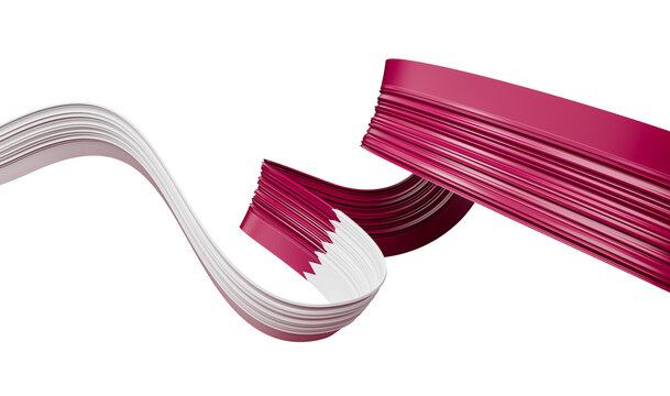 Qatar flag Ribbon 3d illustration on isolated background
