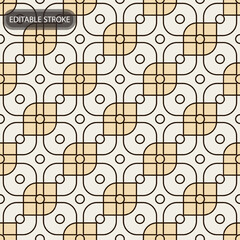 Seamless geometric pattern with editable stroke. Diagonal grid with rounded squares. Background template, layout. Apply various pattern brushes for any themed design.