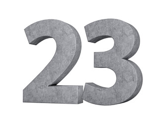 3d Concrete Number twenty three 23 Digit Made Of Grey Concrete Stone On White Background 3d Illustration
