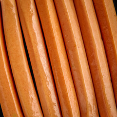 sausages food dish vegetable protein seitan meatless soy wheat  fresh delicious gourmet food background on the table rustic food top view copy space vegetarian and vegan food