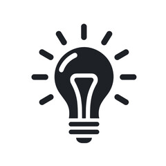 Light bulb illustration in black and white, symbol of ideas and innovation