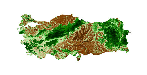Turkey Topographic Map 3d realistic map Color 3d illustration
