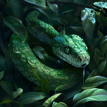 green snake in a tree