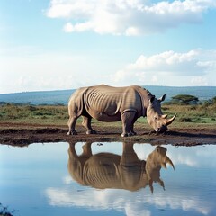 Fototapeta premium Rhinos in Kenya's Lake Nakuru