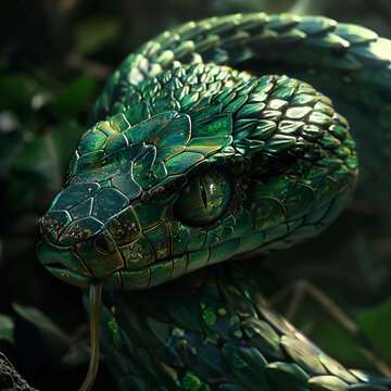 green snake on a tree