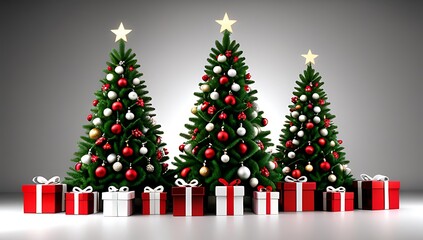 large christmas trees often decorated gift boxes festive design incorporating text generated artificial intelligence technology