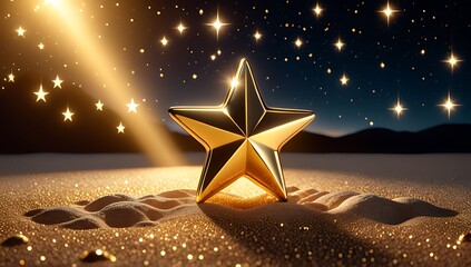 little star shines brightly sky golden light