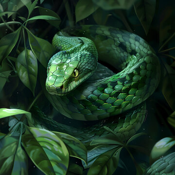 green snake in a tree