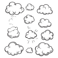 Set of speech bubbles, Clouds sketches. Vector illustration isolated on white background, Comic Speech Bubbles