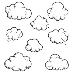 Set of speech bubbles, Clouds sketches. Vector illustration isolated on white background, Comic Speech Bubbles