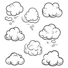 Set of speech bubbles, Clouds sketches. Vector illustration isolated on white background, Comic Speech Bubbles
