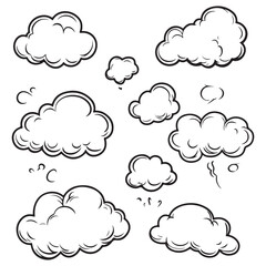 Set of speech bubbles, Clouds sketches. Vector illustration isolated on white background, Comic Speech Bubbles