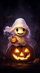 halloween pumpkin with a ghoast.