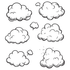 Set of speech bubbles, Clouds sketches. Vector illustration isolated on white background, Comic Speech Bubbles