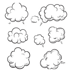 Set of speech bubbles, Clouds sketches. Vector illustration isolated on white background, Comic Speech Bubbles