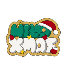 Christmas bubble Lettering of the phrase Hello Xmas in color