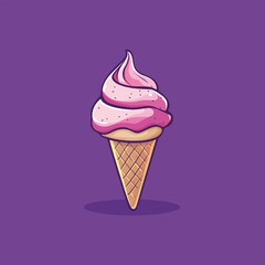 Appetizing Ice Cream with Fruit Filling in Waffle Cup Vector Illustration
