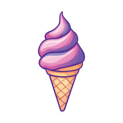 Creamy Ice Cream with Fresh Fruit Filling in Waffle Cone Vector