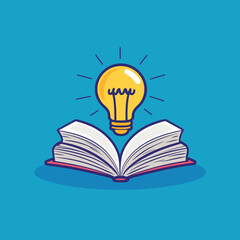 Creative Thinking Concept with Book and Light Bulb Vector Design
