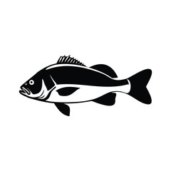 Minimalist Bass Fish Silhouette Icon Vector Illustration