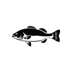 Black Bass Fish Icon Silhouette Vector for Graphic Design