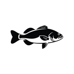Fishing-Themed Bass Fish Silhouette Icon Vector Illustration