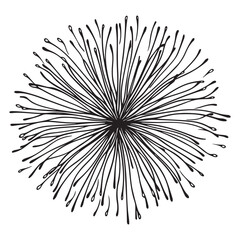 Obraz premium Fireworks burst black symbol vector illustration isolated on white background. Silhouette icon, Great for happy new year or independence day graphic design