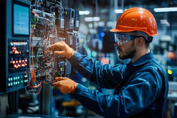 Modern Assembly of Electrical Panels in Factory Setting