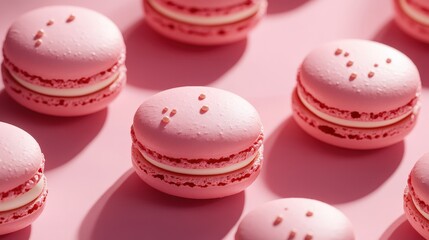 Obraz premium Soft Morning Glow on Fresh Macarons: Minimalistic Pink Aesthetic with Shadow Play
