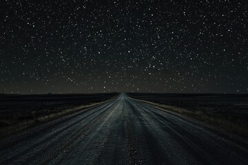 A Lonely Road Leading Into A Starry Night Sky
