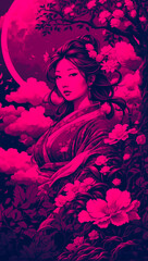 Japanese Art With A Moon