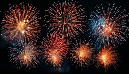  Background with Firework, Colorful, black background, 