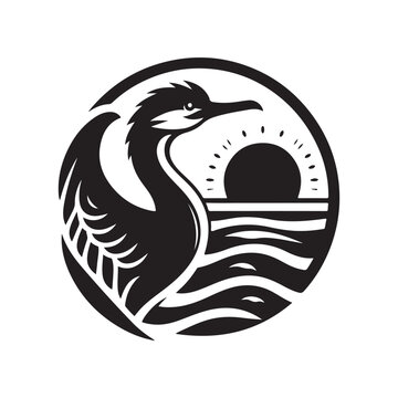 recommend clip art: Stunning Cormorant Silhouette Vector Illustration - Ready for Print and Digital Use