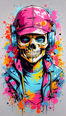 Graffiti Skeleton Wearing With Style 